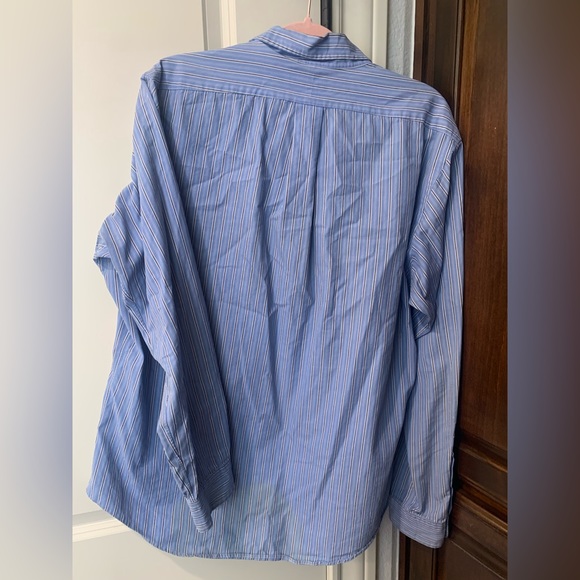 Men’s Blue and White striped button down polo - Picture 3 of 4